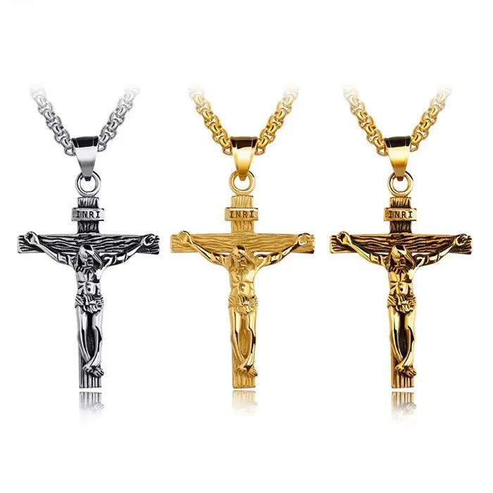 Collier croix premium pour femmes plaqué or 18 carats