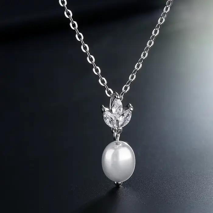 ZAKOL élégant brillant Zircon Imitation perle pendentif boucle d'oreille collier ensemble pour les femmes de luxe fête bijoux cadeaux