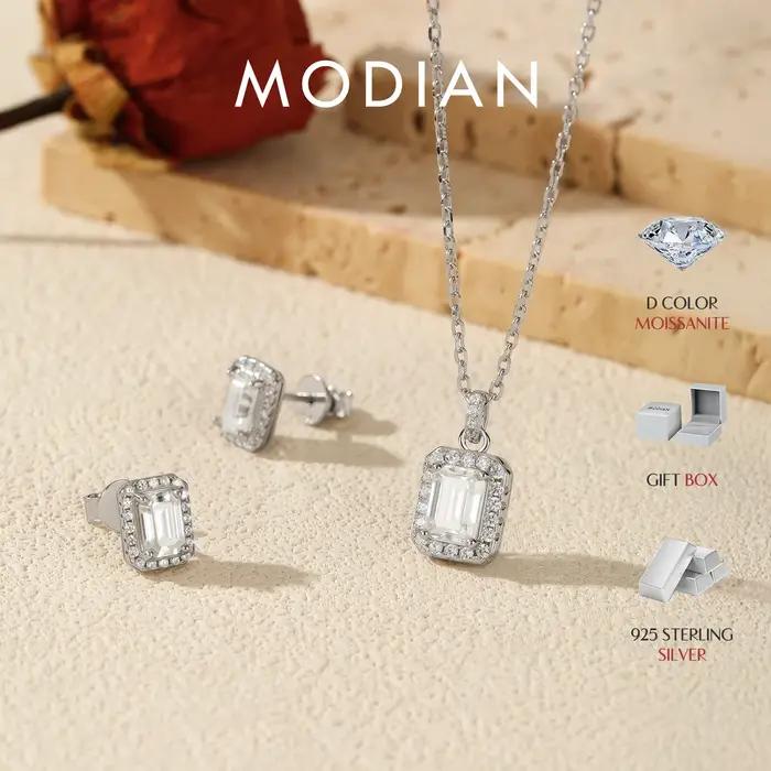 MODIAN – ensemble de Moissanite taille émeraude