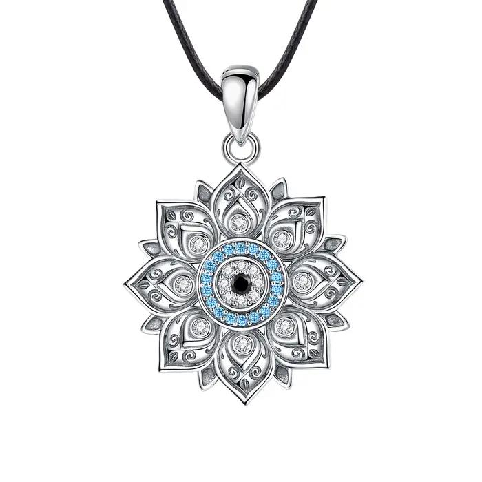Eudora – collier en argent Sterling 925 pour homme et femme, pendentif Vintage en forme de fleur de Lotus, œil maléfique, bijou de personnalité, cadeau