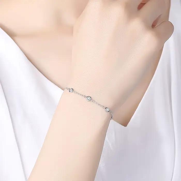 Kaletine – Bracelet en argent Sterling 925 pour femmes, avec CZ transparent, personnalisé, couleur or blanc, bijoux de fierté, KLTB096