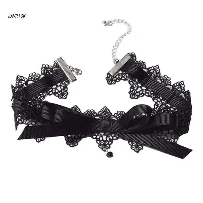 Collier ras du cou en dentelle noire style gothique vintage torques pour femmes parties concerts Halloween Noël fantaisie punk élégant