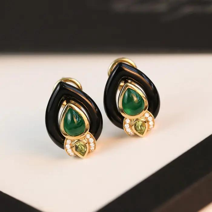Boucles d'oreilles et bague en zircone cubique avec motif goutte d'eau pour femmes occasions spéciales style rétro vintage
