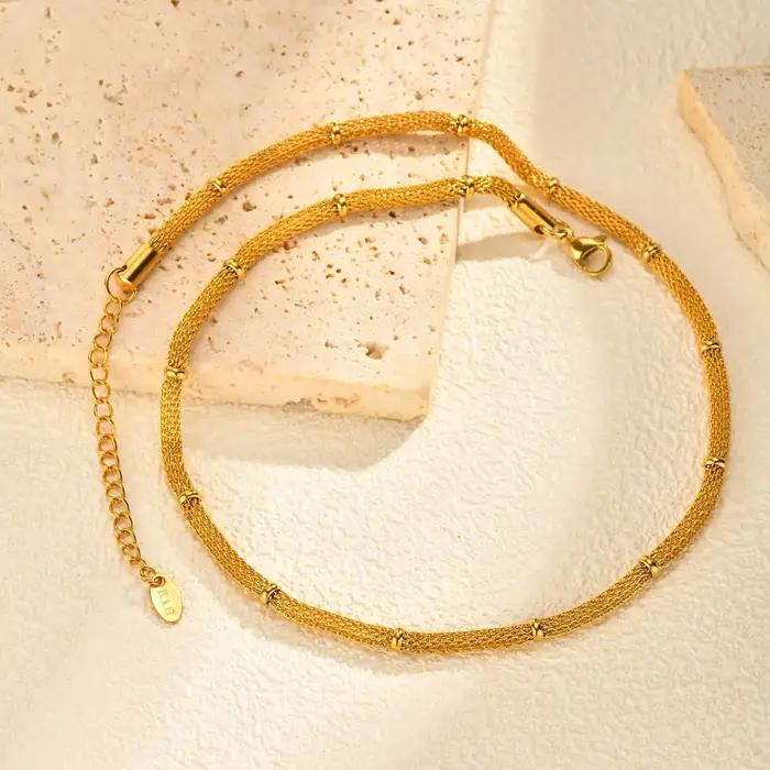 Collier chaîne de perles en maille tendance pour femmes