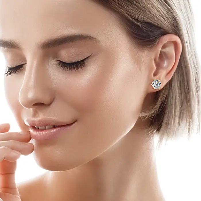 0.5-2ct Moissanite Diamant Boucles D'oreilles 18K Or Jaune Plaqué 925 Boucles D'oreilles De Mariage