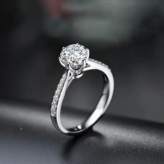 Bague en cristal de mode en argent 925 pour femme, magnifique bague en moissanite, bijoux nobles pour fête de mariage
