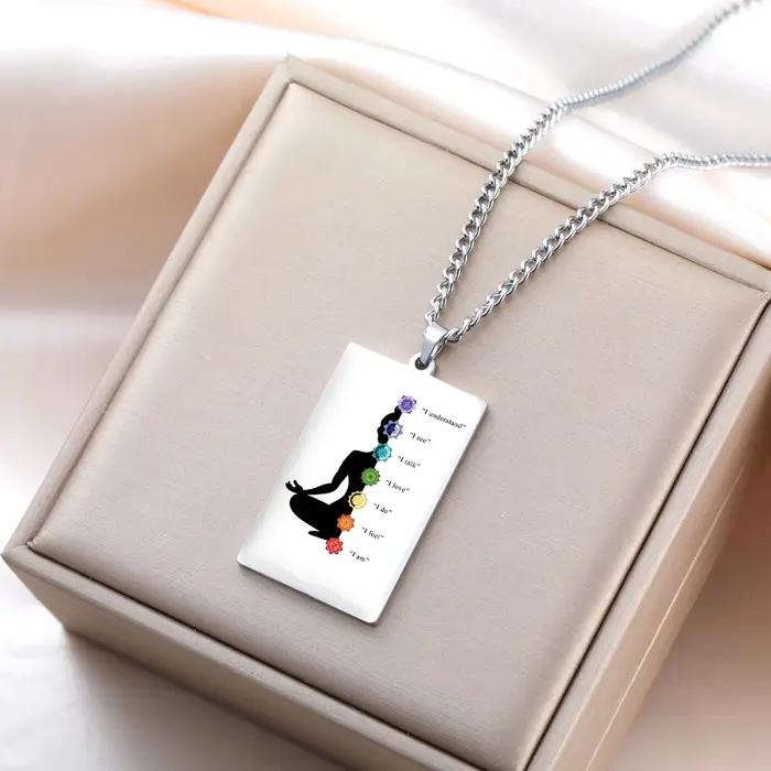 Collier 7 chakras, pendentif de méditation yoga