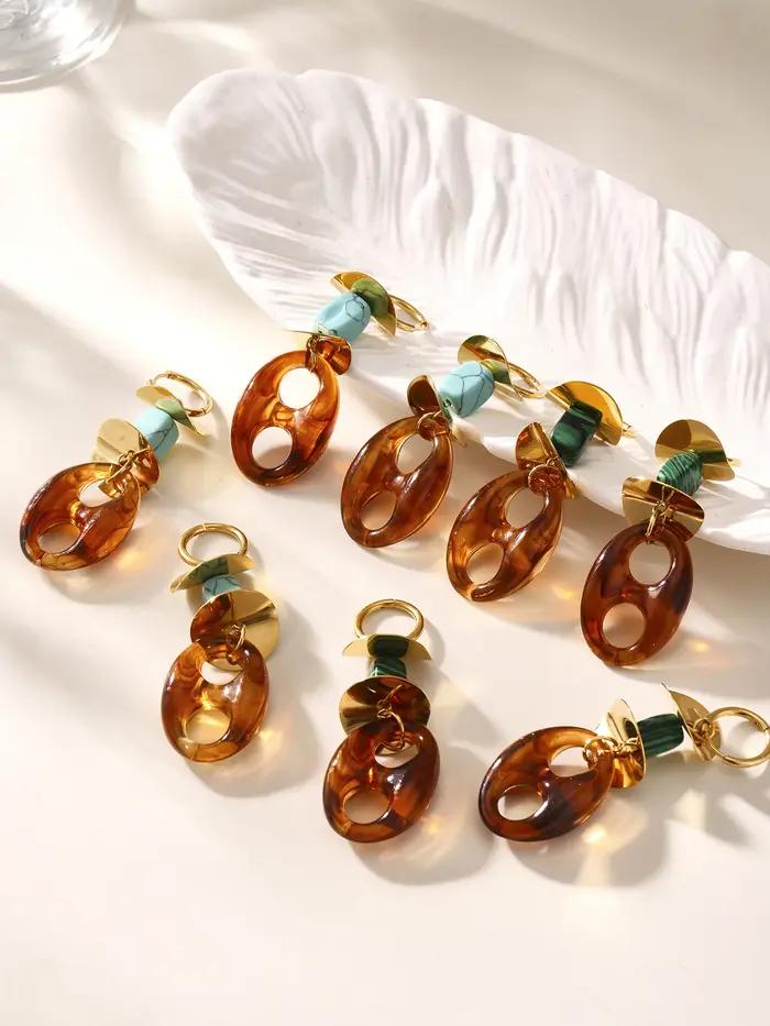 Collier et boucles d'oreilles avec pendentif en forme de nez de cochon ambre pour femmes