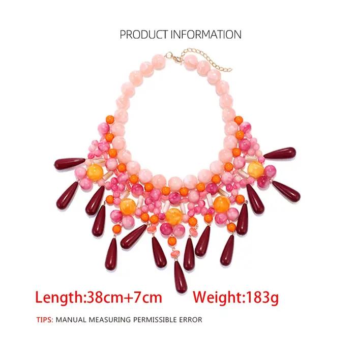 Collier ras du cou coloré en résine perlée pour femmes style bohème tracker de fitness et d'humeur occasions spéciales perles géométriques alliage de zinc