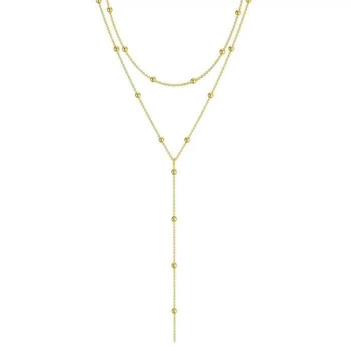 Collier à double couche avec pampilles géométriques pour femmes élégantes occasions spéciales style bohème romantique