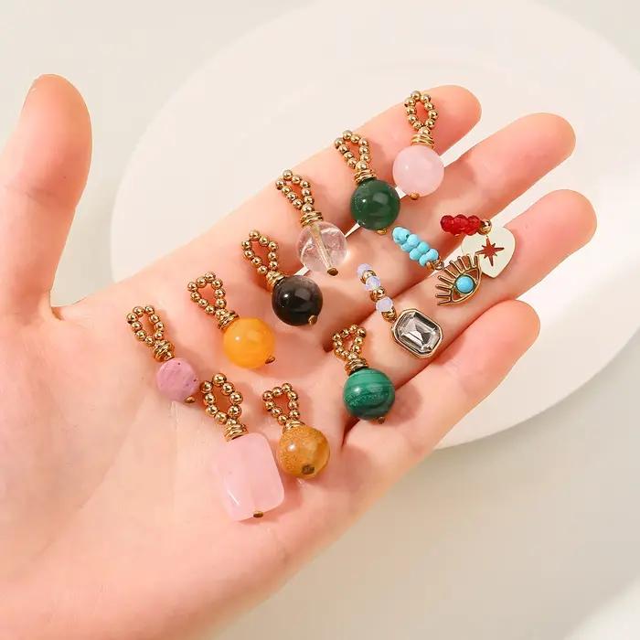 JD – boucles d'oreilles pendantes en pierre naturelle pour femmes