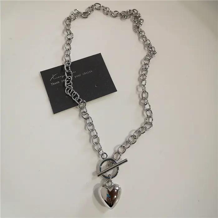 Punk Rock noir coeur croix pendentif chaîne collier pour hommes femmes Cool Hip Hop rue Vintage anné
