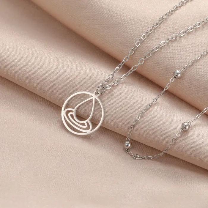 Collier avec pendentif éléments d'air eau et feu en acier inoxydable pour femmes occasions spéciales partys anniversaires mariage engagement