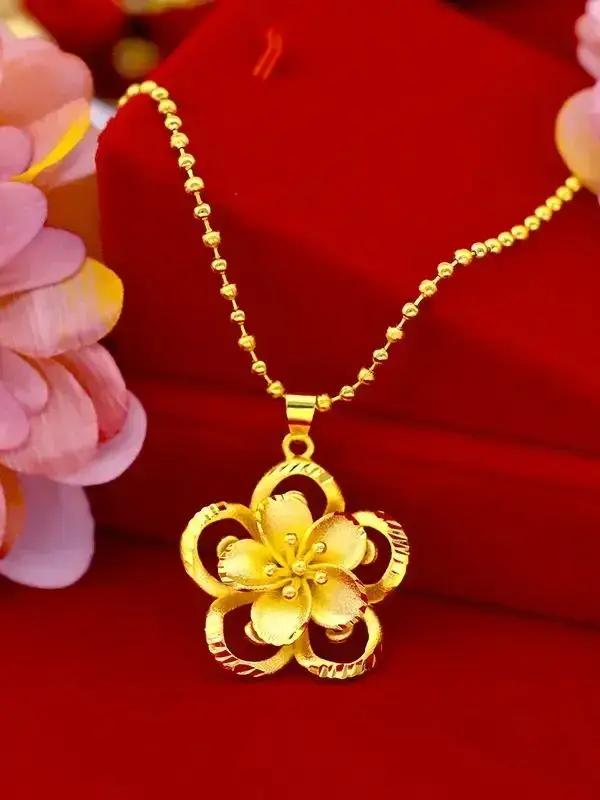 Pendentif tournesol en or pur 999, fleur de soleil 3D, or dur 18 carats, collier AU750, cadeau de no