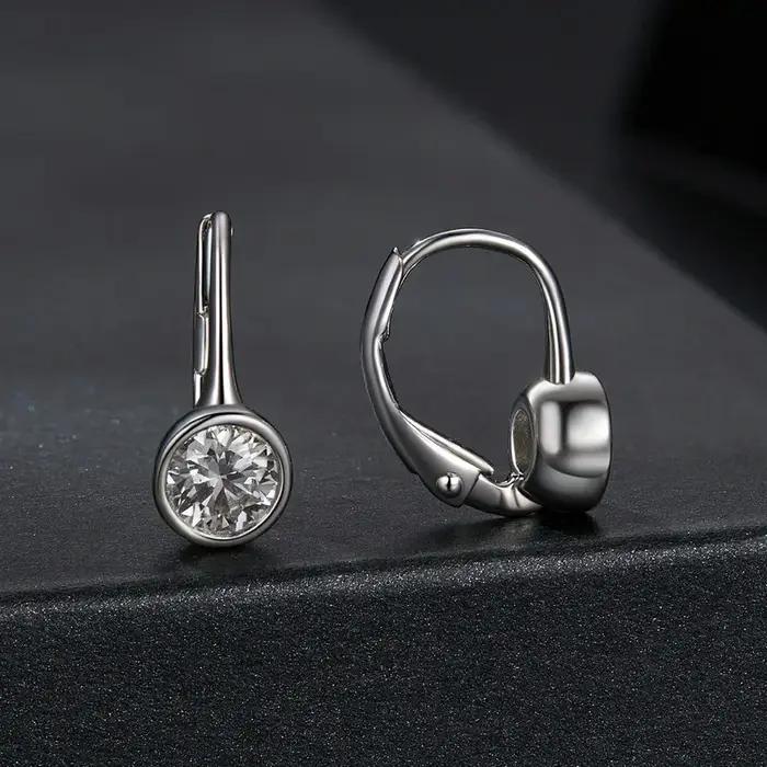 Bamoer U 0.5CT Moissanite boucles d'oreilles minimaliste lunette cerceau