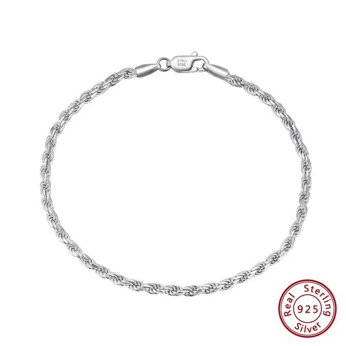 ORSA JEWELS 18K plaqué or corde chaîne Bracelet quotidien Simple Style 925 Stelring argent pour femmes hommes Bracelet chaîne cadeau SB101