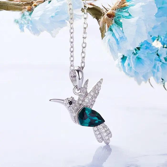 Colliers de luxe avec pendentif colibri en argent Sterling 925