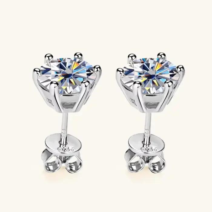 0.5-2ct Moissanite Diamant Boucles D'oreilles 18K Or Jaune Plaqué 925 Boucles D'oreilles De Mariage