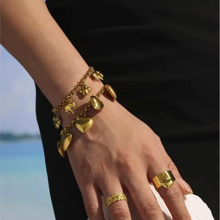 Bracelet Chaîne En Acier Inoxydable Plaqué Or 18 Carats Pour Femmes Design Mignon Avec Motif Animal De Compagnie Occasions Spéciales