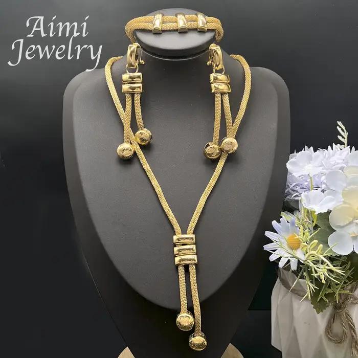 Ensemble de bijoux plaqués or 24 carats pour femmes