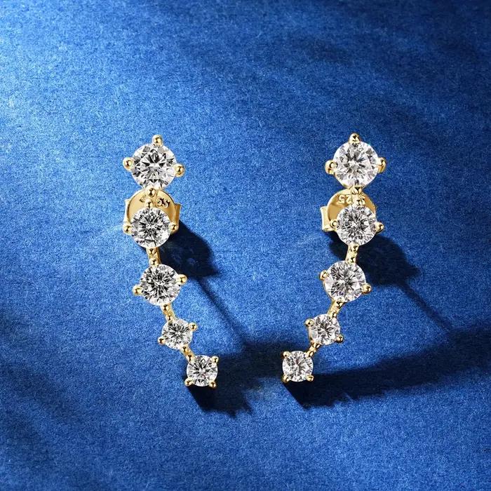 Vinregem 3EX VVS1 D couleur réel Moissanite diamants gemmes romantique clous d'oreille boucles d'oreilles solide 925 en argent Sterling bijoux fins GRA
