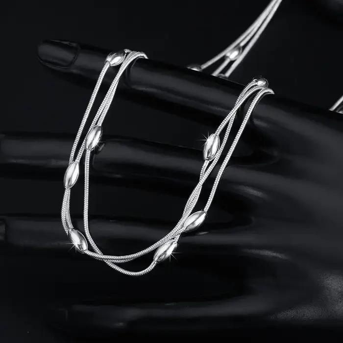 Collier de perles en argent sterling 925 pour femmes, accessoires de luxe, à la mode, pour fête de m