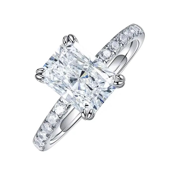 Rrjzz – bague de fiançailles en zircone cubique pour femmes, coupe rayonnante, plaqué or 14 carats,