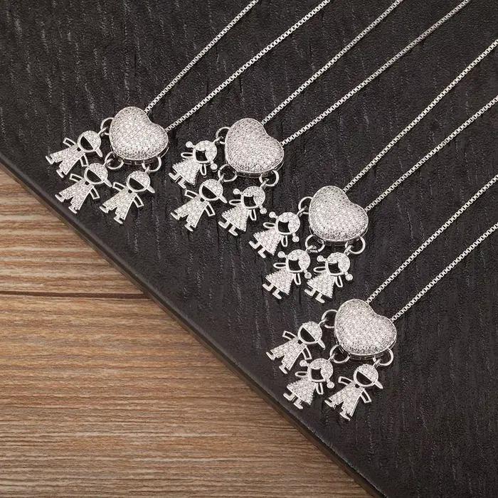 AIBEF – colliers avec pendentif tendance pour garçon/fille, breloque pour femme, chaîne mignonne, ras du cou, cœur, bijoux de famille, cadeaux d'anniversaire pour fils/fille