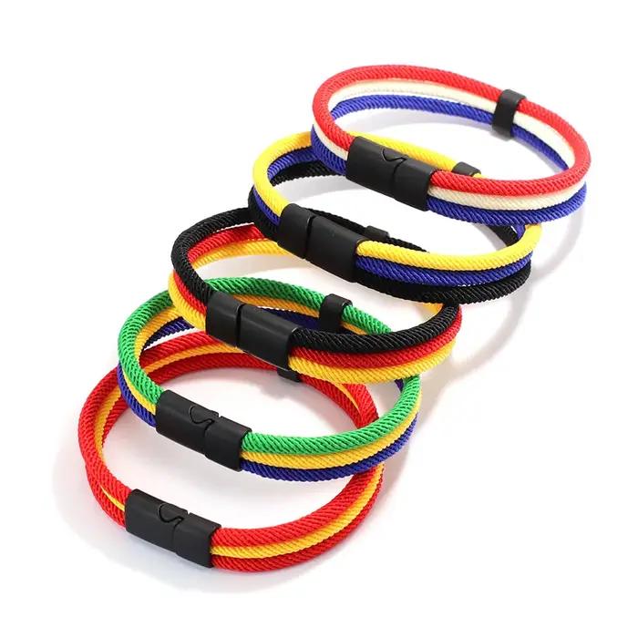Bracelet couleur drapeau patriotique en nylon et alliage de zinc pour hommes occasions spéciales et cadeaux personnalisables