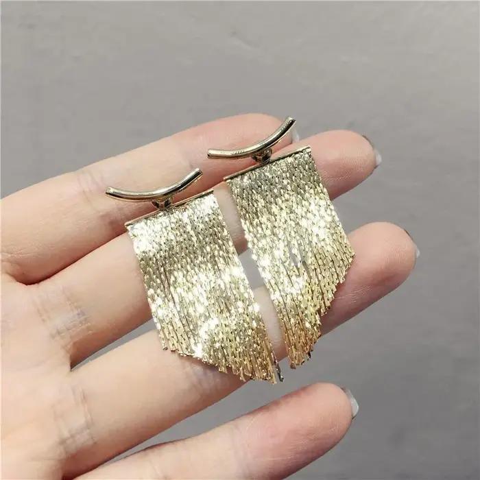 Boucles d'oreilles longues à pampilles scintillantes pour femmes