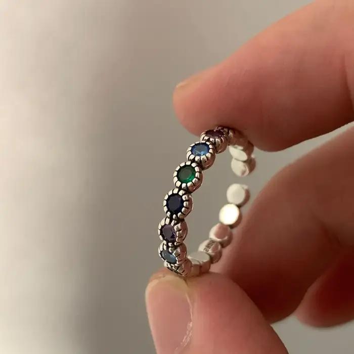 Bague de cocktail en argent sterling 925 sertie de zirconium bleu pour femmes, design rétro chic, cadeau pour occasions spéciales