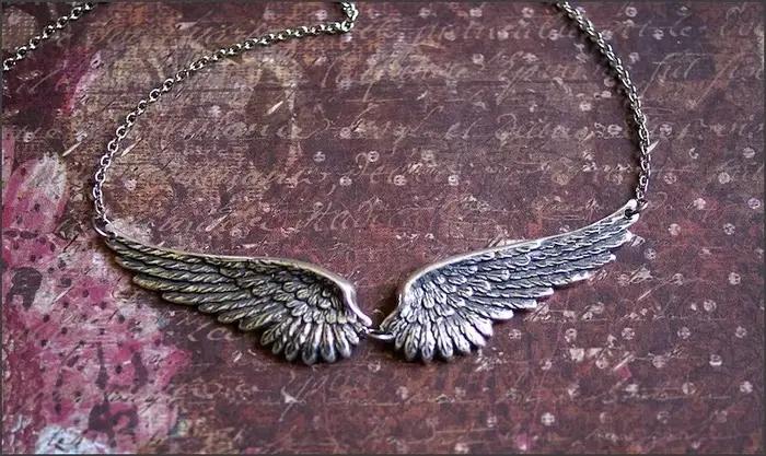 Collier Vintage Ailes d'Ange Plume Tour de Cou Grand Pendentif en Alliage de Zinc pour Femme Occasions Spéciales