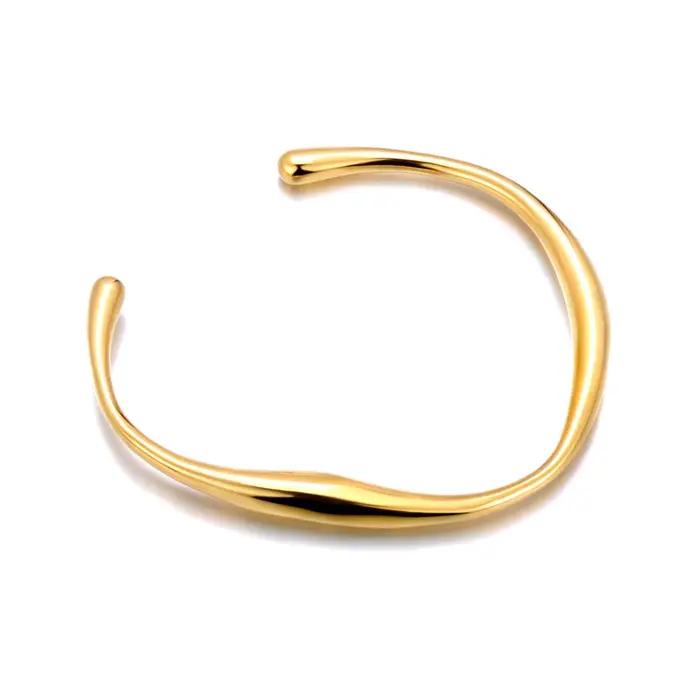 Lokaer 316 acier inoxydable poignet ouverture Bracelet Bracelet pour femmes couleur or fait à la mai