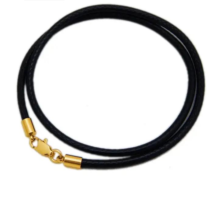 Collier en cuir ras du cou noir marron tressé corde chaîne cordon pour Femme Homme pendentif acier inoxydable boucle