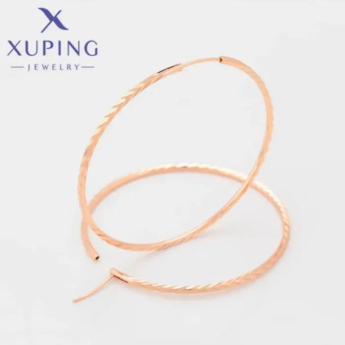 Xuping-Boucles d'oreilles créoles en or rose pour femme