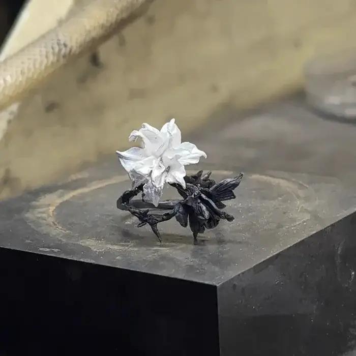 Bague Mandala Exquise Noir Blanc Bijou Unique Personnalité Accessoire Mode Occasions Spéciales Femme