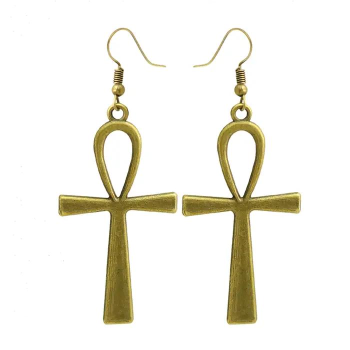 RechicGu-Long collier ras du cou avec pendentif croix Ankh, bijoux vintage, vie éma enne, grande cro