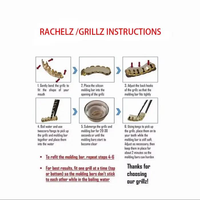 RACHELZ Y2K Punk Vintage Zircon creux croix dents Grillz Hip Hop CZ pierre dent casquettes pour femmes hommes Couple bijoux cadeau