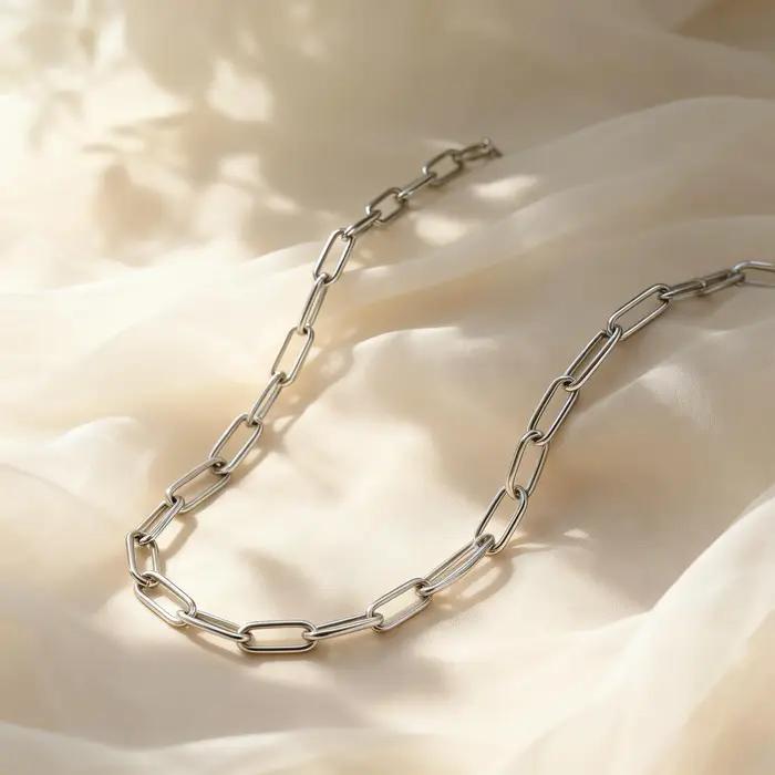 Collier chaîne trombone plaqué or pour femme, long collier réglable en acier inoxydable à maillons c