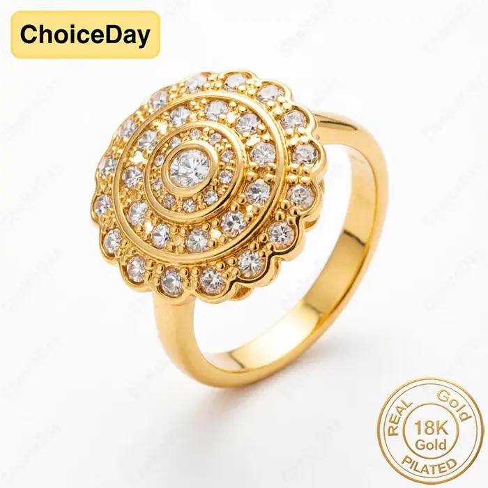 Bague florale luxueuse en zircon rose/blanc plaqué or 18 carats pour femme, bijou tendance pour mari