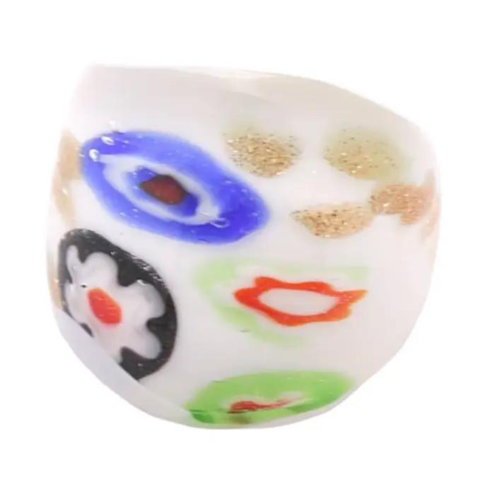 Bague artistique en verre A52E, avec incrustation sable doré Unique, pour femmes élégantes