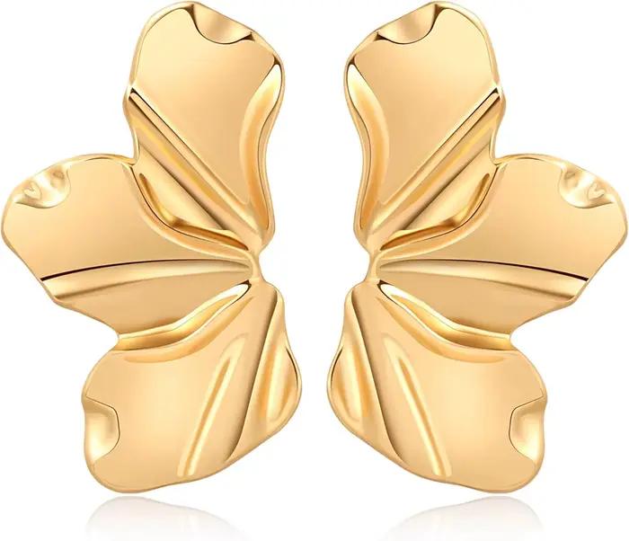 Cefiri 48mm or blanc/plaqué or pétale boucle d'oreille pour les femmes en alliage de Zinc fleur bouc