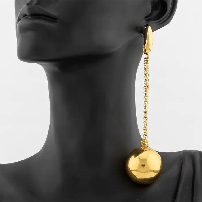 Boucles d'oreilles en perles rondes plaquées or pour femmes, boucles d'oreilles simples en forme de boule circulaire, accessoires de bijoux à la mode, cadeaux d'anniversaire
