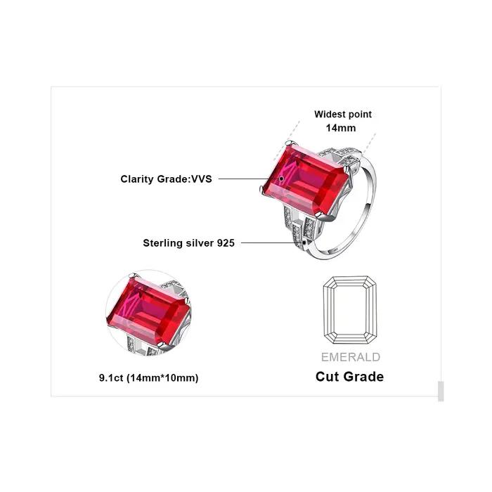 9.1ct rouge créé rubis 925 en argent Sterling Solitaire bague de fiançailles de mariage pour les femmes fête bijoux