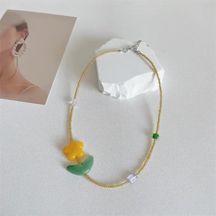 Collier Ras du Cou Vintage Tissé à la Main pour Femme