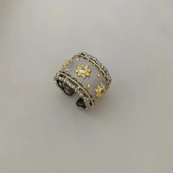 Ensemble de bracelets et bagues Buchi rétro haut de gamme, style palais vintage, finition brossée, m