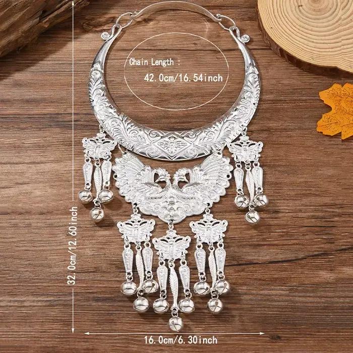 Collier rétro Miao de minorité ethnique, couleur argent chinois traditionnel, Costume de danse artisanal, chaîne d'accessoires spéciaux