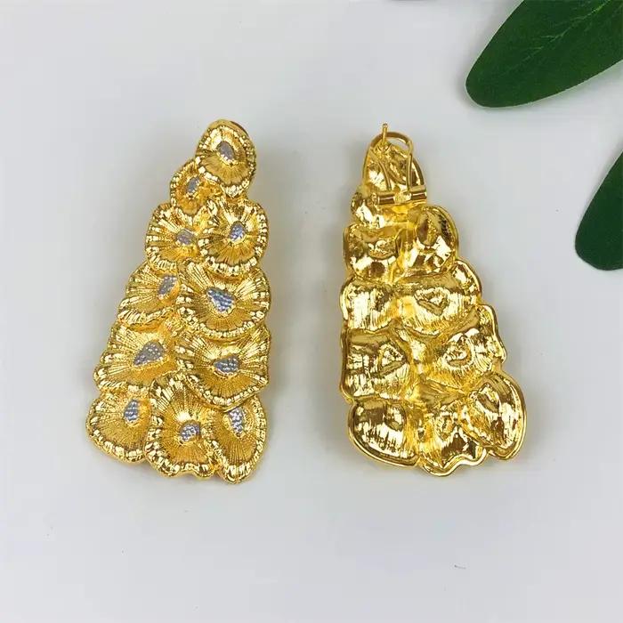 ESALE – ensemble de bijoux pour femmes, collier plaqué or, pendentif rond, boucles d'oreilles simples, Bracelet, cadeau de fête de Banquet