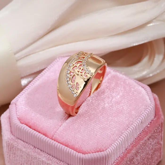 Anneau en plaqué or rose serti de zircon naturel pour femmes occasions spéciales mariage anniversaire soirée elegance classic moderne