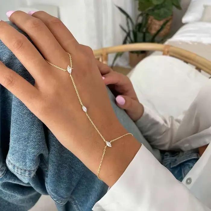 Bracelet bohème brillant losange cristal pour femmes tracker d'humeur chaîne mince et maillons occasion spéciale cadeau